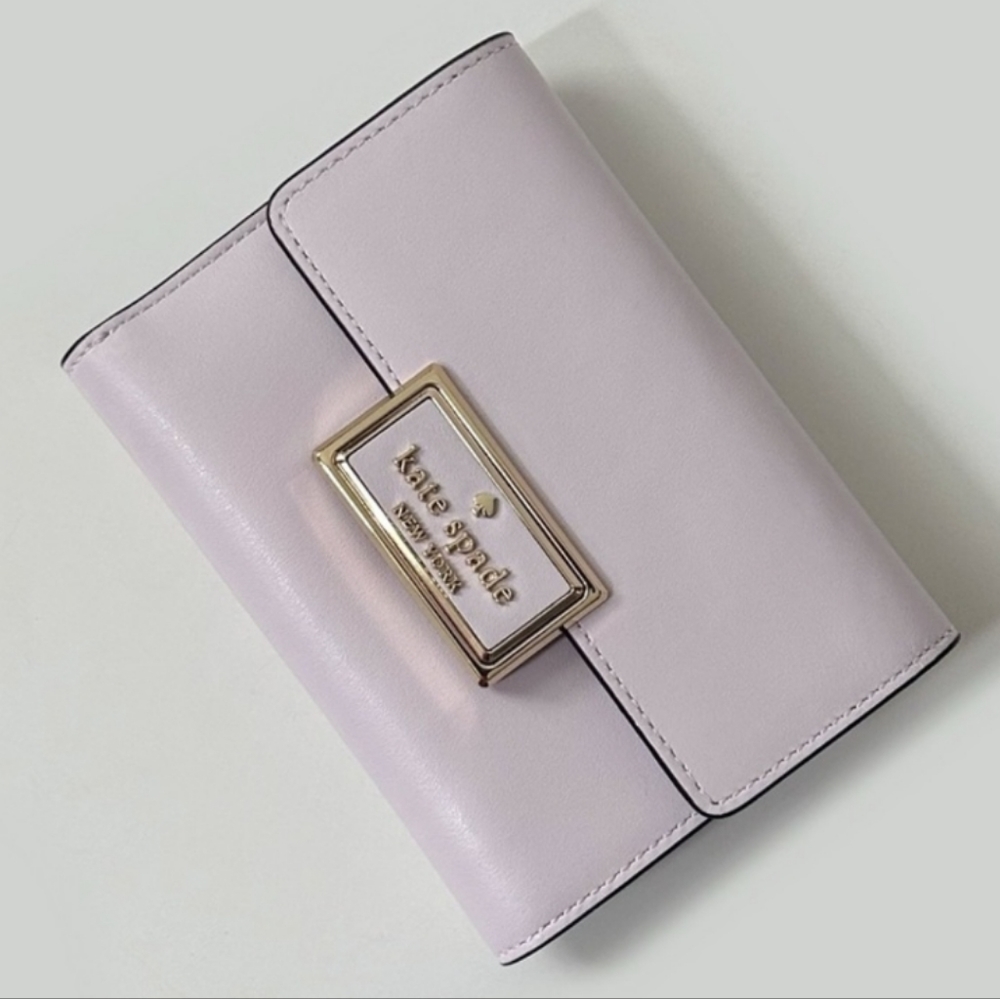 Kate Spade Reegan Leather Medium Flap Wallett, Pale Amethyst NWT - Picture 9 of 10